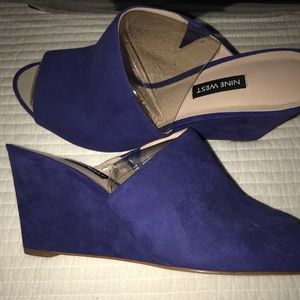 NWOT Blue Suede Wedges
